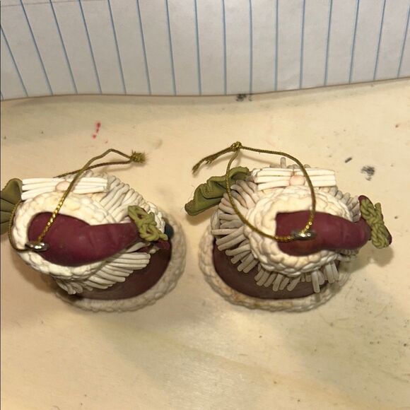 Festive Santa Claus Holiday Ornament set- Red and Cream - Picture 3 of 4